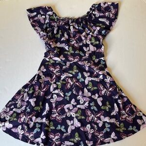 Place Kids Dress with Butterfly Print - Purple and Green